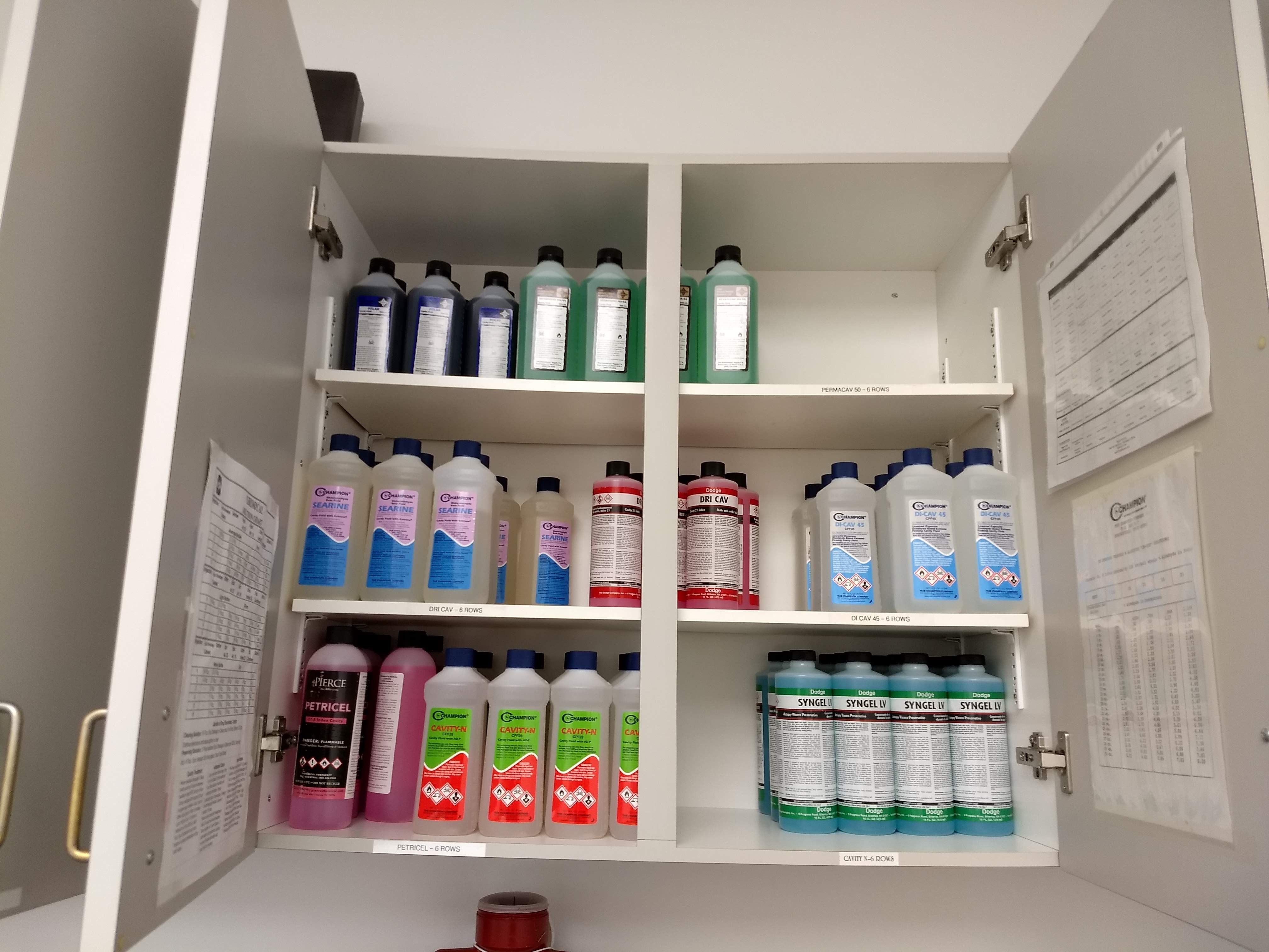 bottles of chemicals in lab